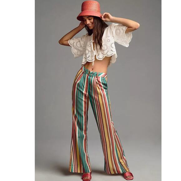 New Anthropologie Tiny Camelia Stripe Pants $160 SIZE 8 Multicolor - Picture 1 of 6